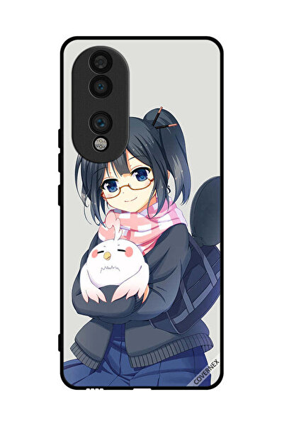 Covernex غطاء حماية لهاتف Honor 70، رسم فتاة تحمل حيوانًا أليفًا