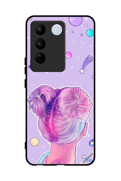 Covernex غطاء حماية لهاتف فيفو S16 - رسم فتاة ونجوم الفضاء