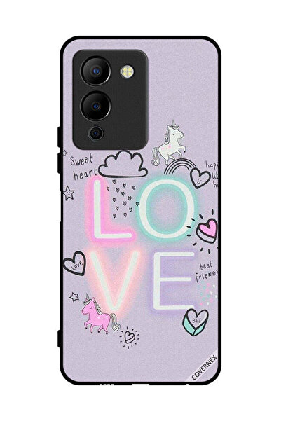 Covernex غطاء حماية لهاتف Infinix Note 12 Pro 5G بنقشة قلب حلو وحب وحيد القرن