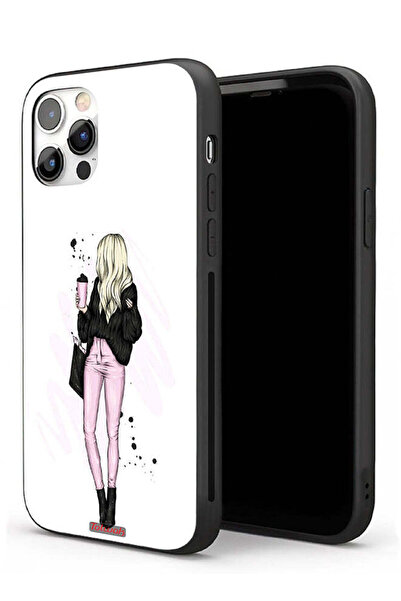 Tolwak جراب حماية لجهاز Apple iPhone 11 Pro Max، رسم فتاة تحمل كوب قهوة
