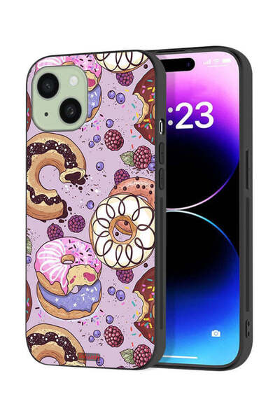 Tolwak Apple iPhone 15 Plus Protective Case Cover Donuts Art