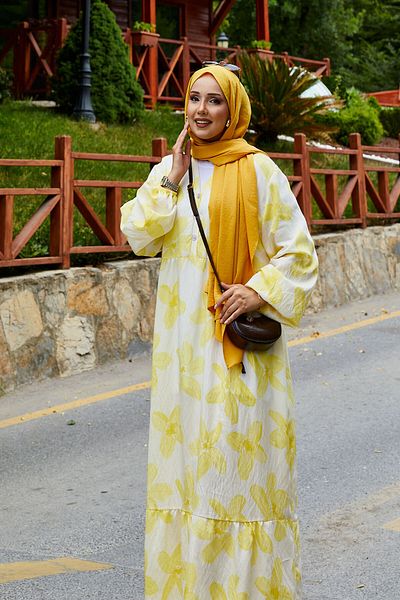 EBRUTESETTÜR Battal Size Half Button Patterned Dress
