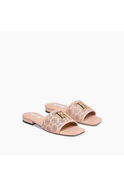 ELLE Women's Laser Cut Detail Slip-On Flat Sandals