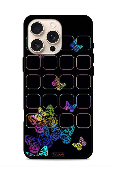 Tolwak غطاء حماية لهاتف Apple iPhone 16 Pro Max بنقشة فراشات ملونة