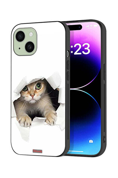 Tolwak Apple iPhone 15 Plus Protective Case Cover Cat Appearing