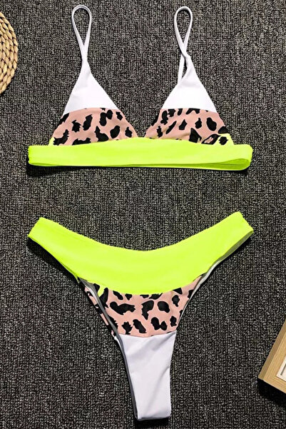 FashionForYou Swimsuit, two pieces, Isabelle, leopard yellow, S