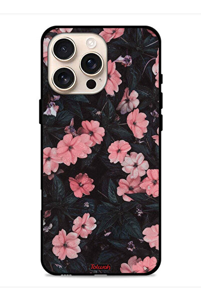 Tolwak غطاء حماية لجهاز آيفون 16 برو من آبل، لون الخوخ والورود الصغيرة