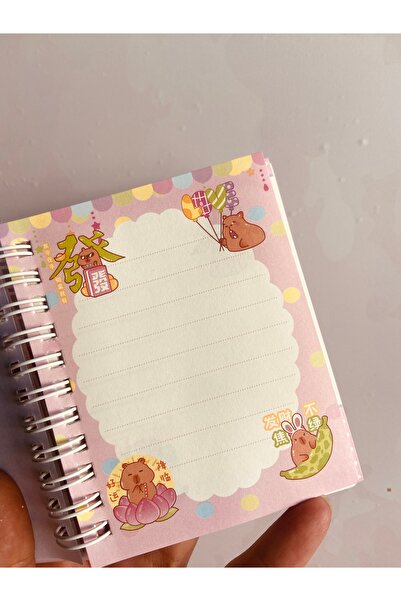 synshop Capybara Kapibara 3D Watery Glitter Beaded Cover Hologram Sticker Notepad Spiral