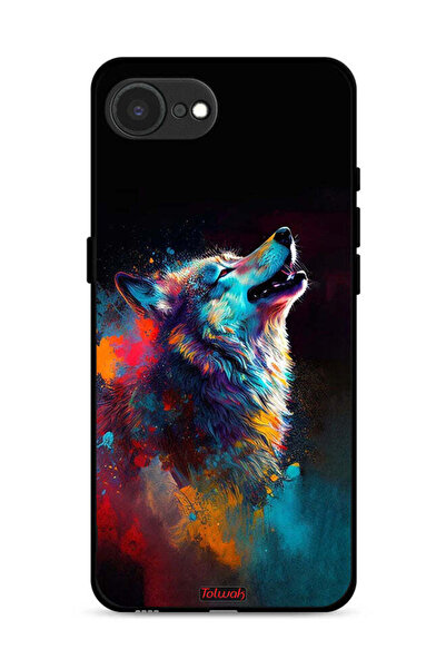 Tolwak غطاء حماية لجهاز Apple iPhone 16e بتصميم ذئب ملون