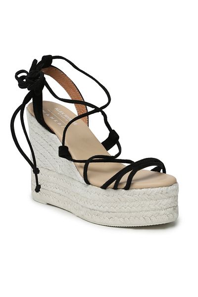 Manebi Women's Espadrilles black MANEBI-LACE-UP WEDGE ESPADRILLES L 8.6 WA L 8.6 BLACK