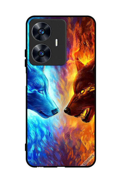 Covernex Protective Case Cover For Realme C55 Water & Fire Wolf