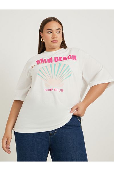 Styli Plus Size Graphic Print Short Sleeve Oversized T-Shirt