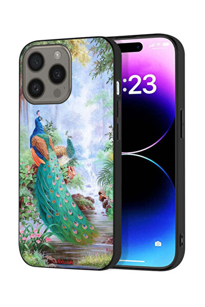 Tolwak غطاء حماية لجهاز Apple iPhone 15 Pro بنقشة الطاووس