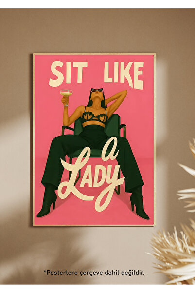 One Little Happiness SIT LIKE A LADY Αφίσα Αισθητική αφίσα τοίχου, αφίσα χωρί...