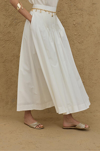 Fahhar Ribbed Skirt Ecru