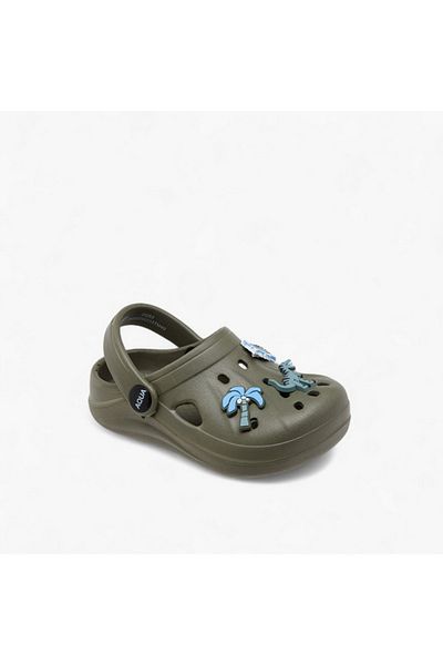Aqua Dinosaur Applique Clogs with Backstrap