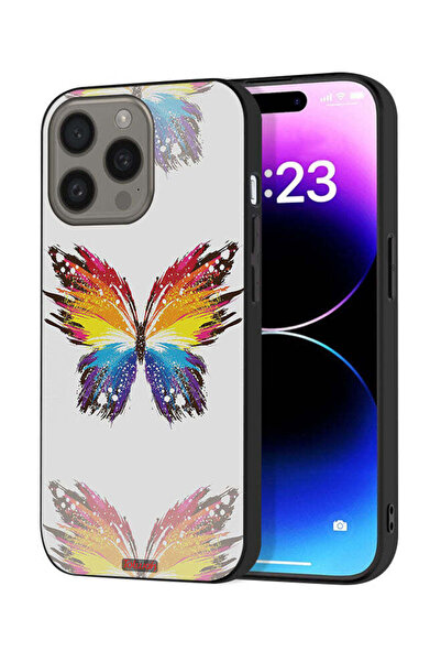 Tolwak غطاء حماية لجهاز Apple iPhone 15 Pro بخلفية بسيطة وفن رقمي وبساطة الفراشة