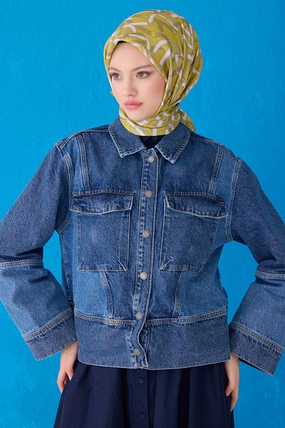 Belli Eșarfă din mătase twill 4125D model lanț ceai verde-crem-80