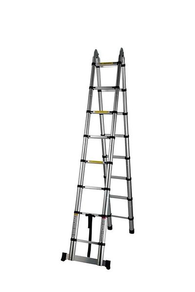 Generic Multi-purpose extendable telescopic ladder, silver, 6.20 m