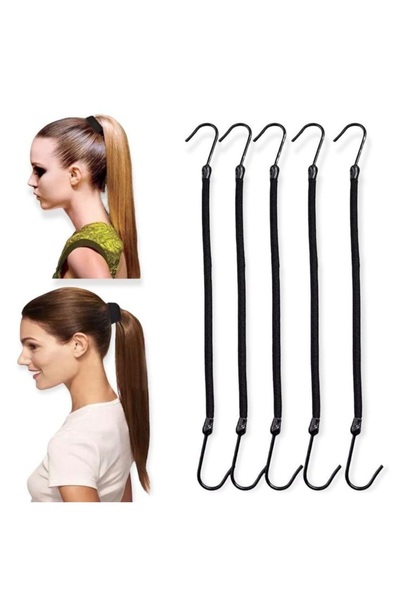 ella'nın çarşısı 20 قطعة من مشبك مطاطي أسود ذو طرف أسود ومشبك مرن على شكل ذيل...