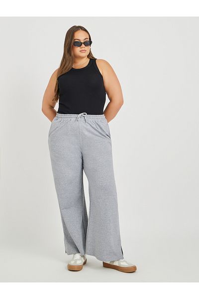 Styli Plus Size Wide Leg Joggers with Drawstring