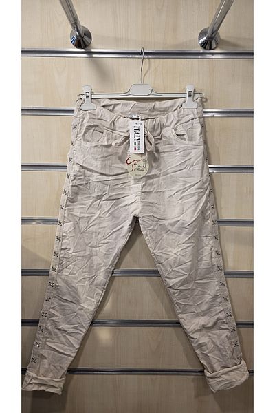 Park Moda Italian Trousers with Cross Stone Detail on the Sides