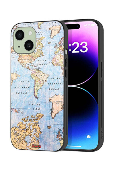 Tolwak Apple iPhone 15 Plus Protective Case Cover World Map