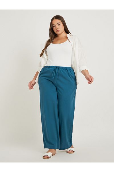 Styli Plus Size Wide Leg Trousers with Drawstring