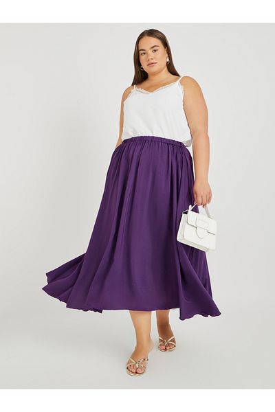 Styli Plus Size Elasticated Waistband A-Line Maxi Skirt