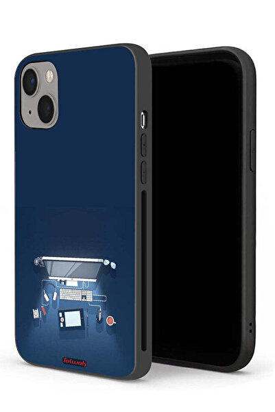 Tolwak حافظة حماية لجهاز Apple iPhone 13 mini بتصميم فني على شكل مكتب كمبيوتر