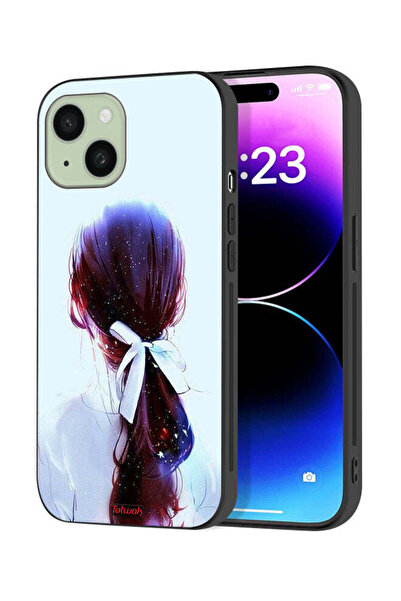 Tolwak Apple iPhone 15 Plus Protective Case Cover Tie Hair With Hairband Girl...