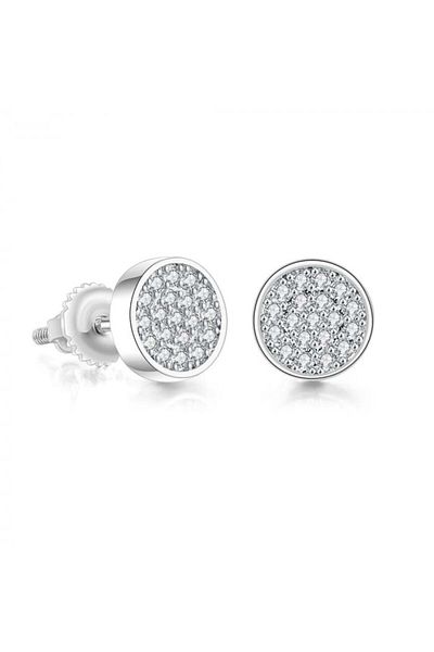 Tessero Cercei de dama, model tip stud cu pietre zirconiu, placat cu aur 18K, otel inoxidabil, Tessero, argi