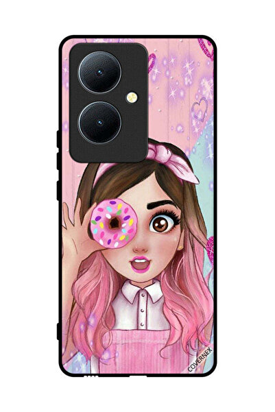 Covernex غطاء حماية لهاتف Vivo Y78+ 5G برسومات فتاة محبة للدونات