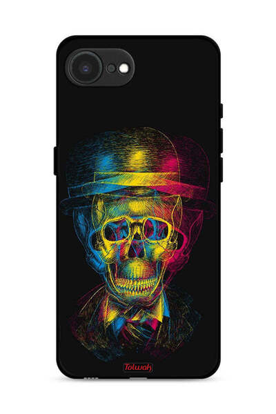 Tolwak غطاء حماية لجهاز Apple iPhone 16e بتصميم جمجمة وقبعة ملونة وفن خيالي