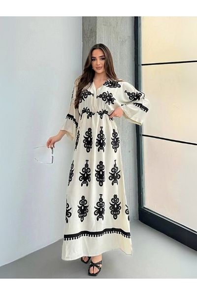 Rhythm Clothing Ethnic Patterned, Comfortable Fit, Bat Sleeve, Slit Detail, Women's Summer Dress