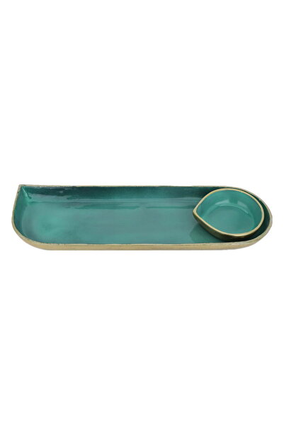 Generic Al Saif Gallery porcelain serving plate, 38 x 13 x 3 cm, with a small...