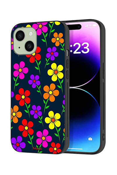Tolwak Apple iPhone 15 Plus Protective Case Cover Colorful Flowers