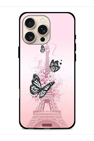 Tolwak غطاء حماية لجهاز Apple iPhone 16 Pro بتصميم فراشات على برج إيفل