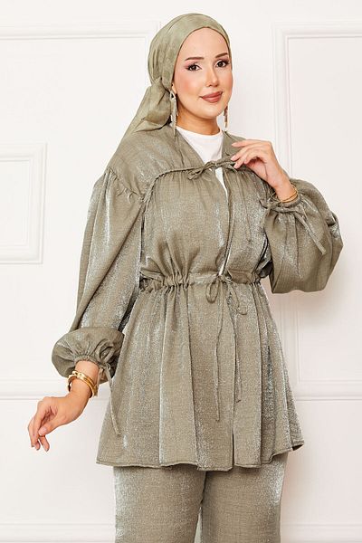 EBRUTESETTÜR Drawstring Detailed Waist Tunnel Kimono Suit