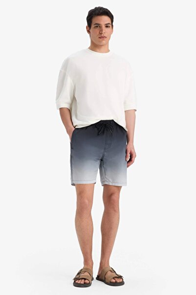 DeFacto Z6873 Black Regular Fit Gradient Printed Mesh Lined Above Knee Sea Shorts