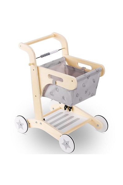 Factory Price - Ella Kids Wooden Shopping Trolley with Washable Cart