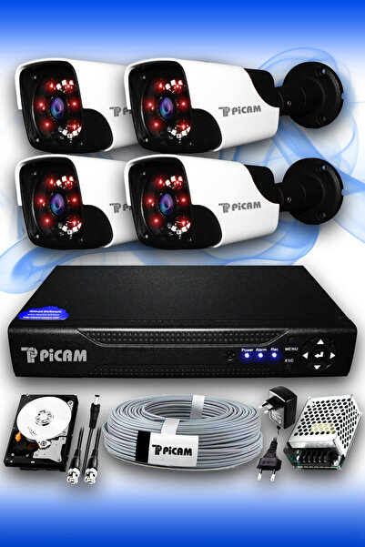 Picam 4 Kameralı Panda 4 Dış Kamera Set 250 Gb Hdd Full Hd Gece Görüşlü Güven...