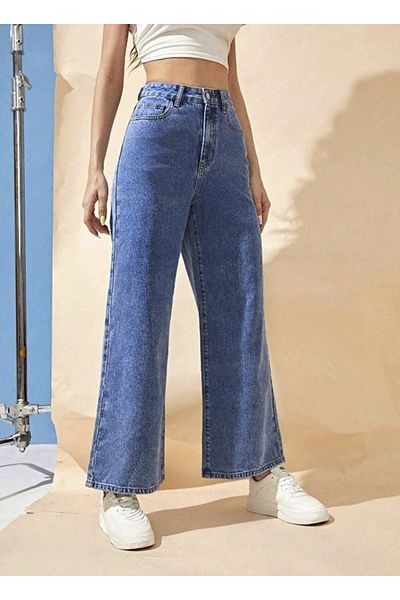 SHEVEGA PANTALONI DE JEANS DE DAME CU TALIE ÎNALTĂ ALBASTRU LA ÎNĂLȚĂ