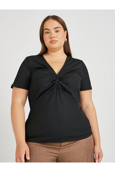 Styli Plus Size Textured Twisted Front T-Shirt