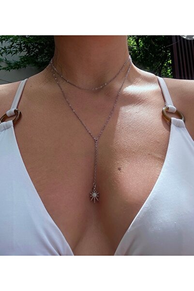 pop up store Silver Color Star Detail Necklace