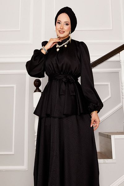 EBRUTESETTÜR Beli Gathered Belted Jacquard Suit