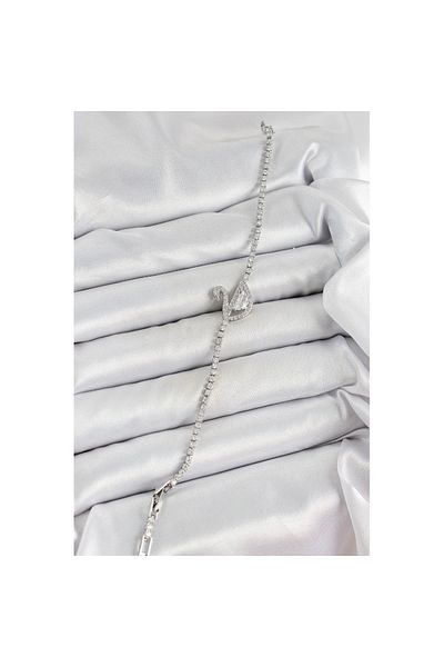 Skygo Brass Silver Color Zircon Stone Swan Model Women's Bracelet - Tj-Bb7073