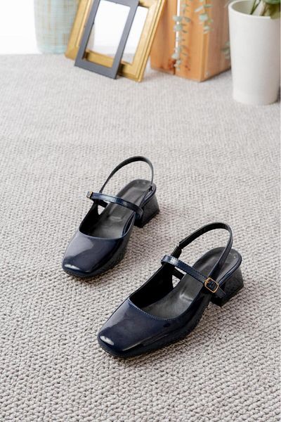 Egepass Mary Jane Heeled Stylish Elegant Shiny Patent Leather Suitable for Daily Use