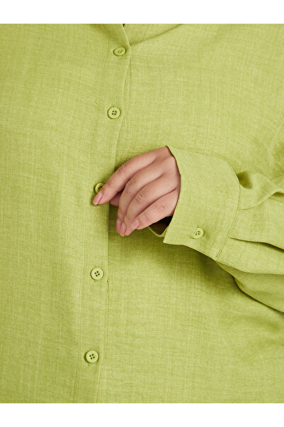 Styli Plus Size Solid Linen Look Button Back Regular Fit Shirt