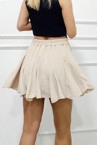 FashionForYou Fustă plisată Zig-Zag Plisse, cu volum și efect de crep, culoare crem, mărimea S/M